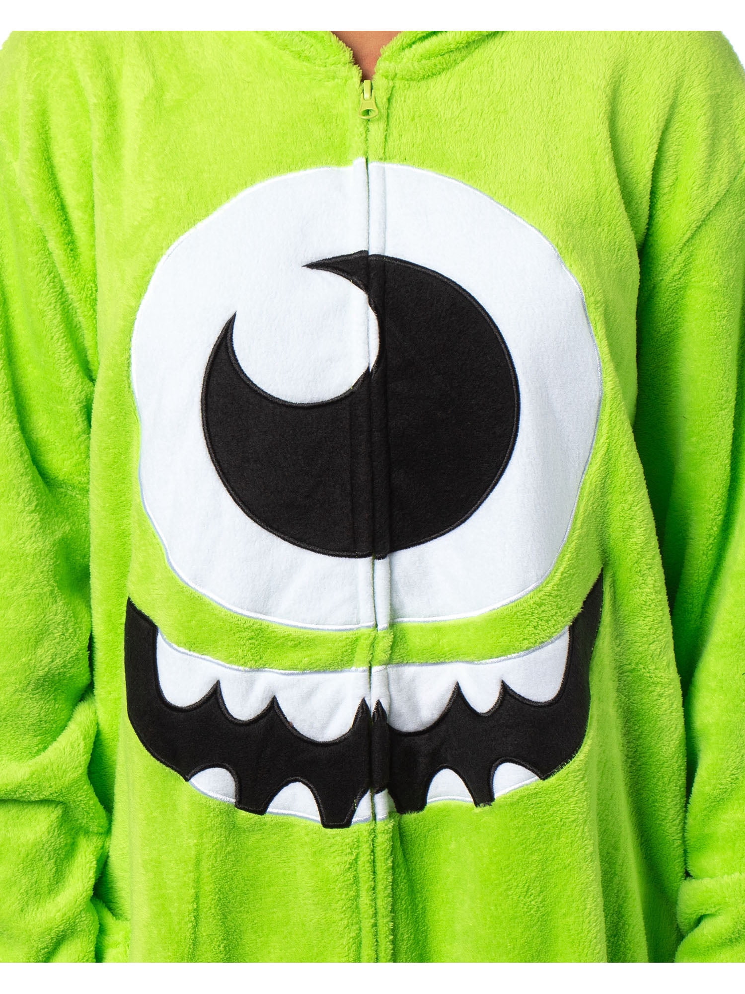 Disney Monsters Inc Mike Wazowski Hooded Kigurumi Adult Fleece Zip Up Costume One Piece Footless Pajama Union Suit