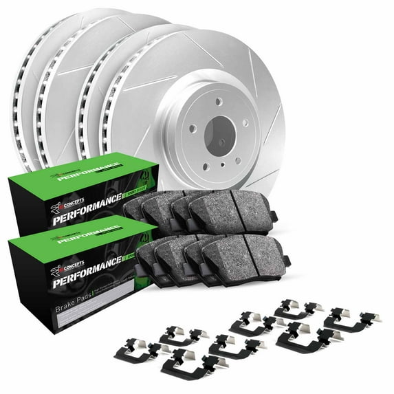R1 Concepts Front Rear Brakes and Rotors Kit |Front Rear Brake Pads| Brake Rotors and Pads| Performance Sport Brake Pads and Rotors| Hardware Kit|fits 2011-2014 Porsche Cayenne