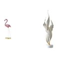 thumbnail image 1 of Escultura de arte de resina de flamenco con plumas, figura decorativa moderna para el hogar, jardín, chimenea, oficina, adorno de escritorio con sopor, 1 of 8