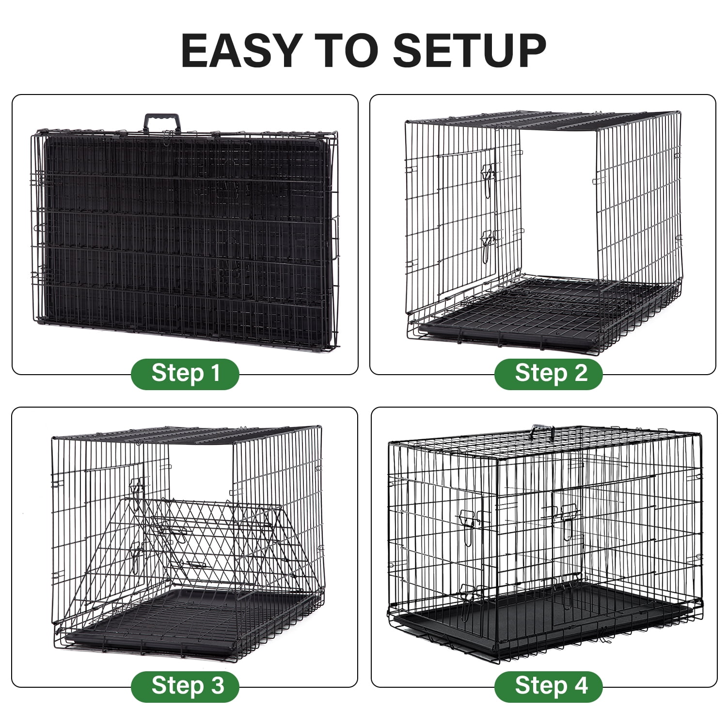 Pal Metal Black 42" Dog Crate Carrier with Collapsible Function