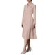 thumbnail image 4 of Vestido midi plisado de manga larga con solapa de pico para mujer Inspire Chic 2XL rosa, 4 of 5