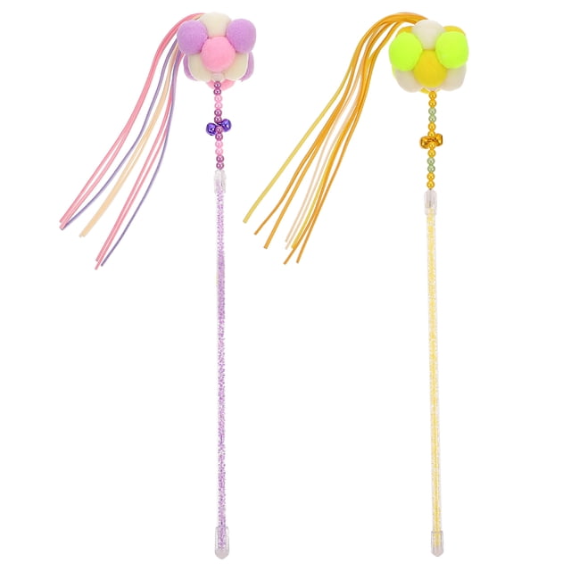 Weiweiguan 2pcs Cat Playing Rods Cat Interactive Toy Kitten Cat Toy Cat Teaser Stick