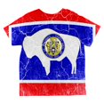 thumbnail image 2 of Wyoming Vintage Distressed State Flag All Over Toddler T Shirt Multi 2T, 2 of 2