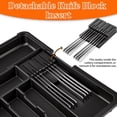 thumbnail image 2 of Expandable Silverware Organizer, Large Utensil Drawer Tray with 2 Knife Holders, 9 Slots, Non-Slip Base, Adjustable 13.2-22"W x 14.5-19"D, Black, 2 of 7