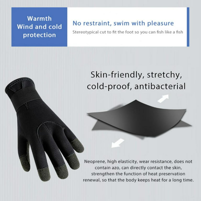 Neoprene Gloves,3mm Wetsuit Gloves Scuba Diving Gloves Warm Cut-resistant  Anti-Slip Puncture Resistant with Adjustable Waist Strap for Snorkeling  Surfing Spearfishing Kayaking Paddling Raftin 
