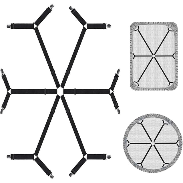 Sujetadores de sábanas, correas elásticas ajustables para soporte de sábanas para cama completa, clips de sábanas cruzadas de 6 vías, banda de tirantes, colchones redondos y cuadrados ajusta