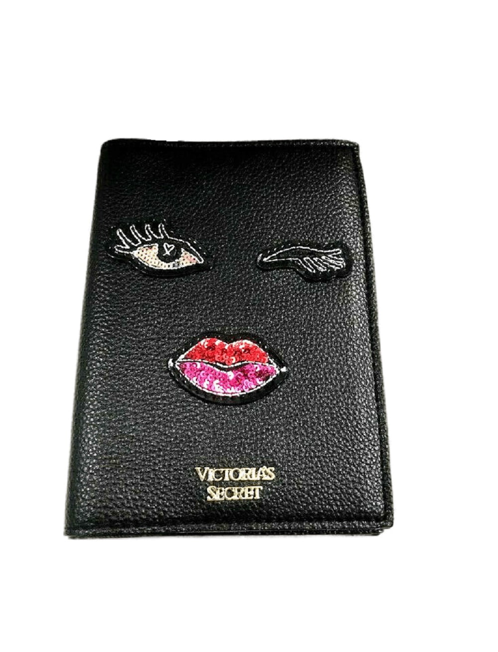Victoria' Secret Black Sequin Lip & Eye Passport Holder Wallet Card and ID  Cases NEW