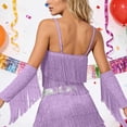 thumbnail image 5 of Latin Dance Sequin Fringe Crop Camisole Tops for Women Spaghetti Strap Sparkly Sequins Tassel Cami Tank Tops Belly Dance Top, 5 of 5