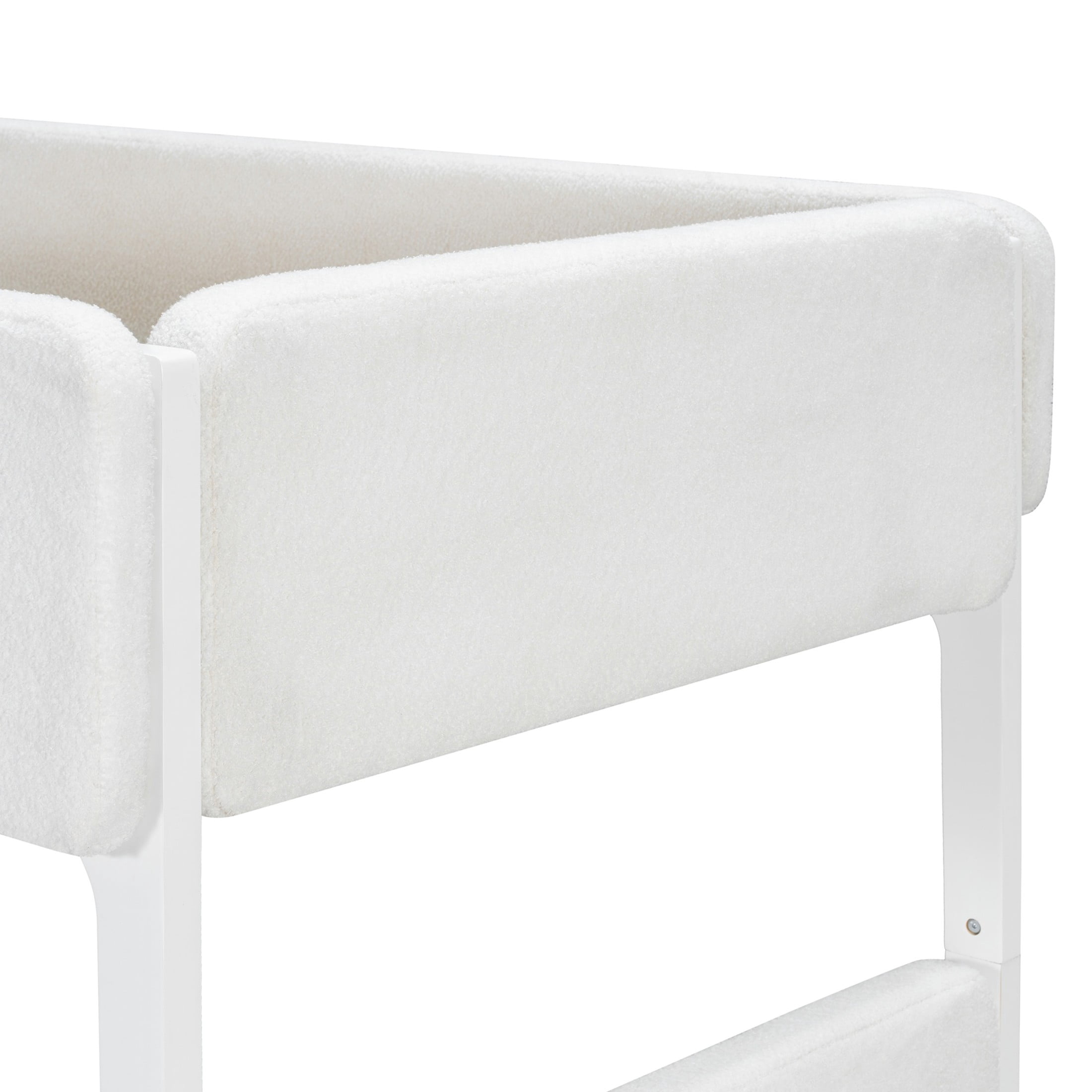 Christopher Knight Home Twin Over Twin Upholstered Bunk Bed for Kids, Thick Padded Headboard, White