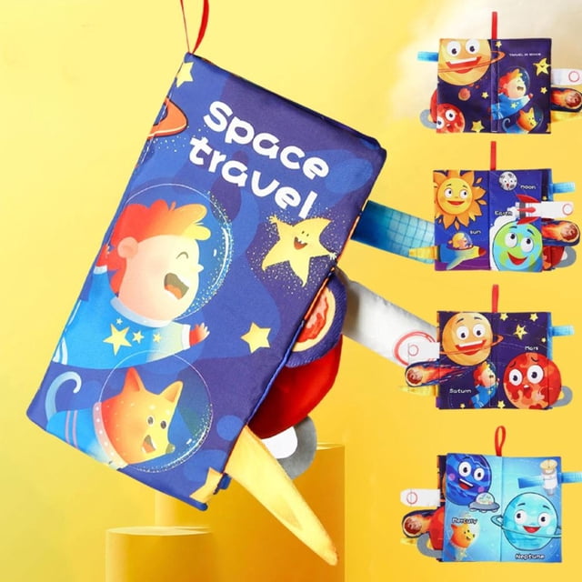 Feltree Interactive Chewable Cloth Book with Sound and Soft Tails for Baby Early Learning - Tearproof Sensory Toy