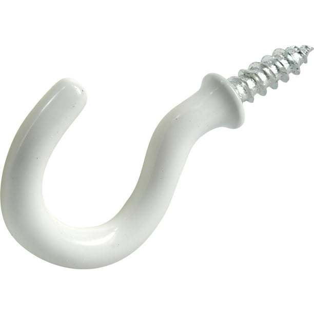 OOK Safety Cup Hooks, 7/8", White Finish, Screwin, 4 Pieces