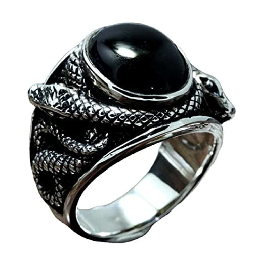 MayiaHey Cobra Snake Ring For Men - Gothic Viking Serpent Ring With Rhinestones, Adjustable Sizes 7-12