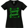 thumbnail image 3 of Inktastic Sassy Lassy with Green 4 Leaf Clovers Women's Plus Size V-Neck T-Shirt, 3 of 5