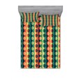 thumbnail image 1 of Geometric Circle Bedding Set with Sheet & Covers, Pop Art Style Vertical Striped Half-Pattern Ring Forms Retro Poster Print, Printed Bedroom Decor 2 Shams, 4 Sizes, Orange Teal, by Ambesonne, 1 of 3
