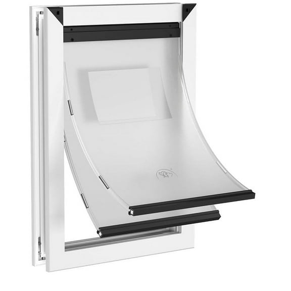 Aluminum Dog Door for Door Mount with Double Magnetic Flaps Large/White