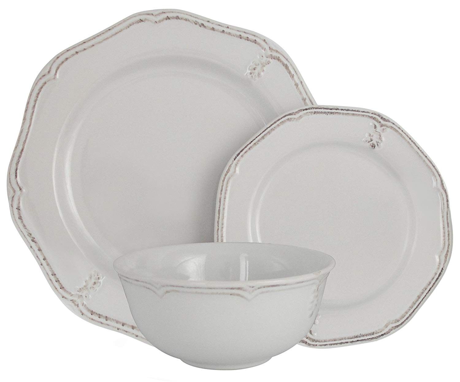Melange Stoneware 36Piece Dinnerware Set (Antique White) Service for