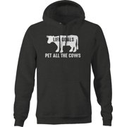 Life Goals Pet All the Cows Farm Animal Hoodies for Men Large Dark Gray