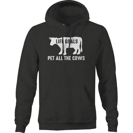 Life Goals Pet All the Cows Farm Animal Pullover Hoodie Medium Dark Gray