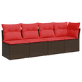 thumbnail image 2 of vidaXL Garden Sofa with Cushions 4-Seater Brown Poly Rattan, 2 of 2