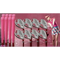 Women's iDrive Golf Clubs All Ladies Pink Hybrid Complete Full Set which Includes: #4, 5, 6, 7, 8, 9, PW  SW Lady Flex Right Handed New Utility L Flex Club