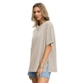 thumbnail image 6 of SWQZVT Womens Oversized T Shirts Cotton Loose Fit Crewneck Short Sleeve Side Slit Summer Casual Basic Tee, 6 of 8