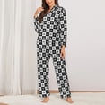 thumbnail image 2 of Sigee Checkerboard With Snowflake 1 for Women’s Pajama Sets Long-Sleeved Pjs Sets for Women 2 piece Sleepwear-X-Large, 2 of 7