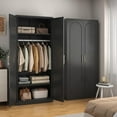 thumbnail image 2 of 71" Metal Armoire Wardrobe Closet with Doors,Tall Clothing Storage Cabinet with Adjustable Shelves and Hanging Rod,Black Wardrobe Closet for Bedroom,Home,Office,Gym, 2 of 16