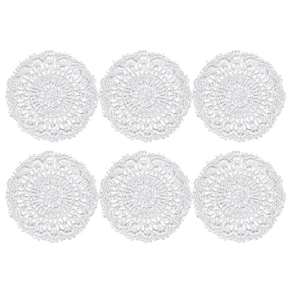 KALLORY Miniature Table Lace Mat White 6Pcs 1.97X1.97X0.04In
