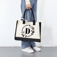 thumbnail image 3 of Fashion Canvas Handbag for Women Letter Flowers Printed Hit Color Portable, 3 of 6
