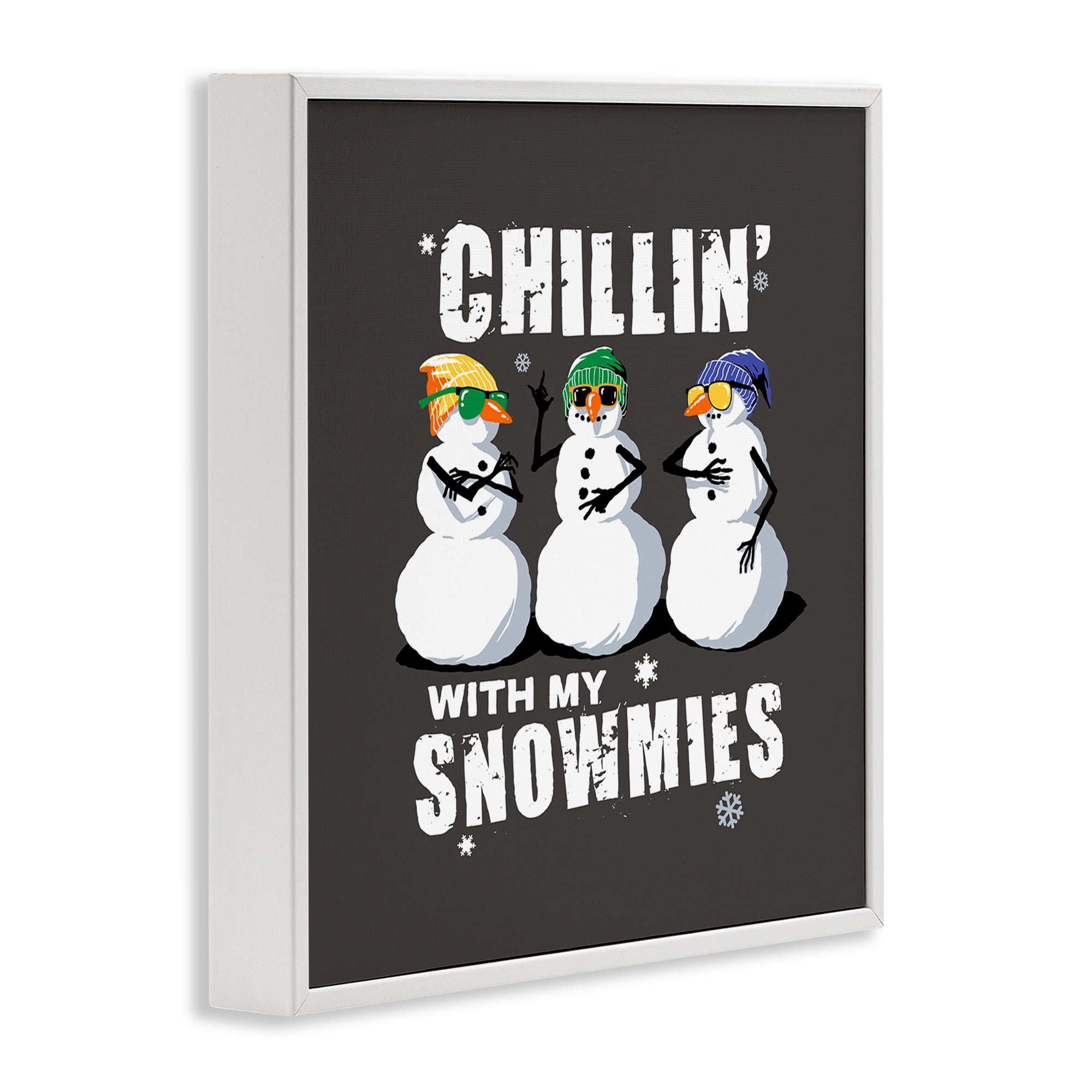 Stupell Industries Chillin' With Snowmies Snowmen Holiday Painting White Framed Art Prints Wall Art, 24 x 24