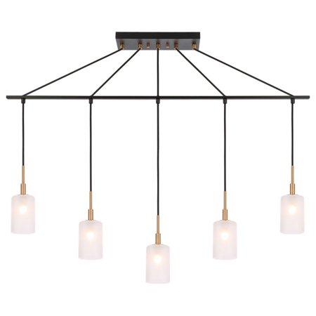 

Woodbridge Lighting Elise 5-Light Glass Linear Pendant in Brass/Bronze/Opal