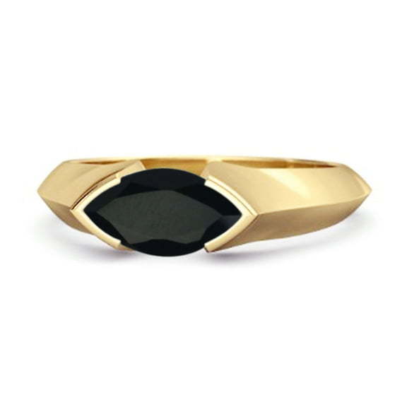 0.25 Ctw Marquise Black Spinel 925 Sterling Silver Gold Vermeil Engagement Women Mother's Day Gift Ring