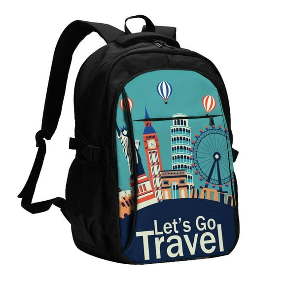 Defioc Let's go Travel for Travel Backpack for Women,15.6 inch Laptop Backpack Carry On Backpack Personal Item Travel Bag Daypack for School Weekender Business Trip