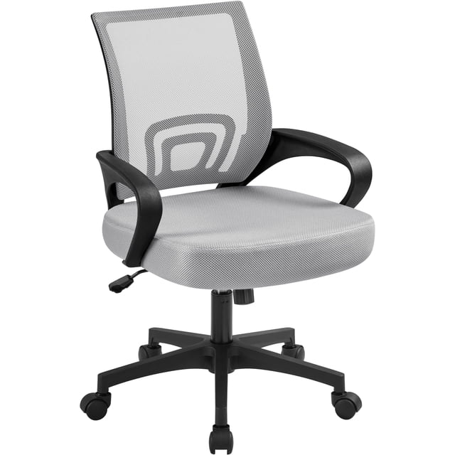 Silla de Oficina Ergonómica Yaheetech con Respaldo Medio de Malla, Gris