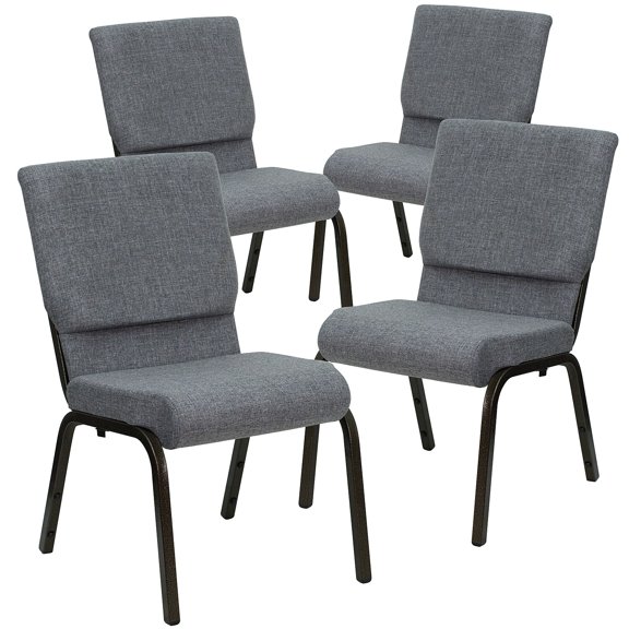 Flash Furniture Gray Fabric Church Chair,PK4 4-XU-CH-60096-BEIJING-GY-GG