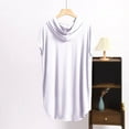 thumbnail image 3 of Sleep Shirts for Women Soft Modal Solid Color Lounge Pajamas Top Casual Loose Short Sleeve Hooded Shirt, 3 of 5