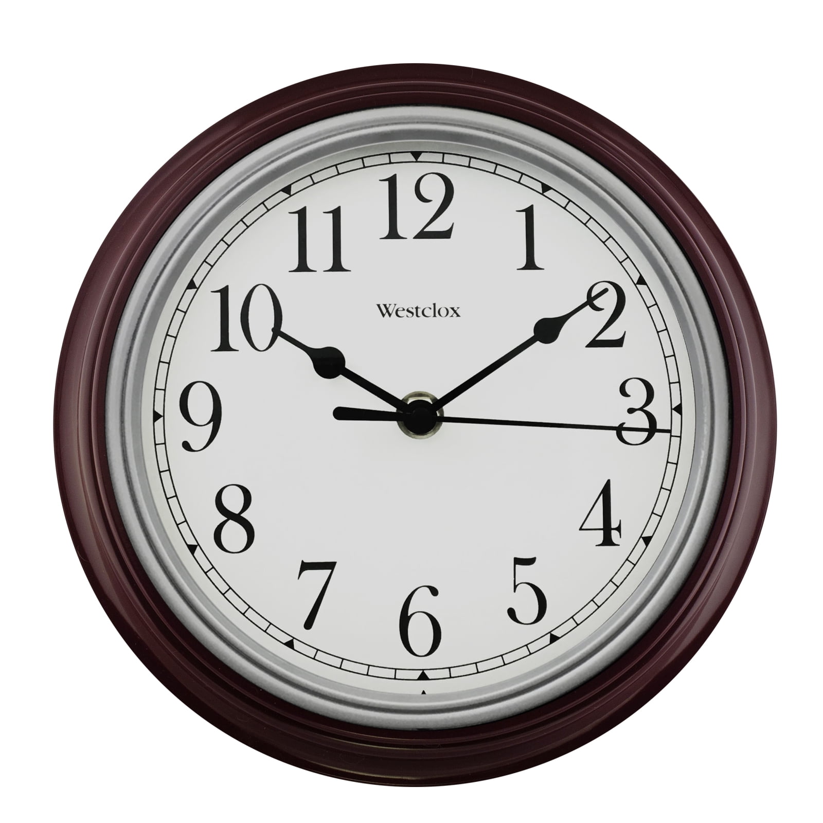 Westclox 9 Inch Burgundy Round Simplicity Wall Clock