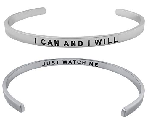SATINIOR 20 Pieces Inspirational Message Leather Bracelets Motivational Quotes Adjustable Bangle Bracelets for Women 