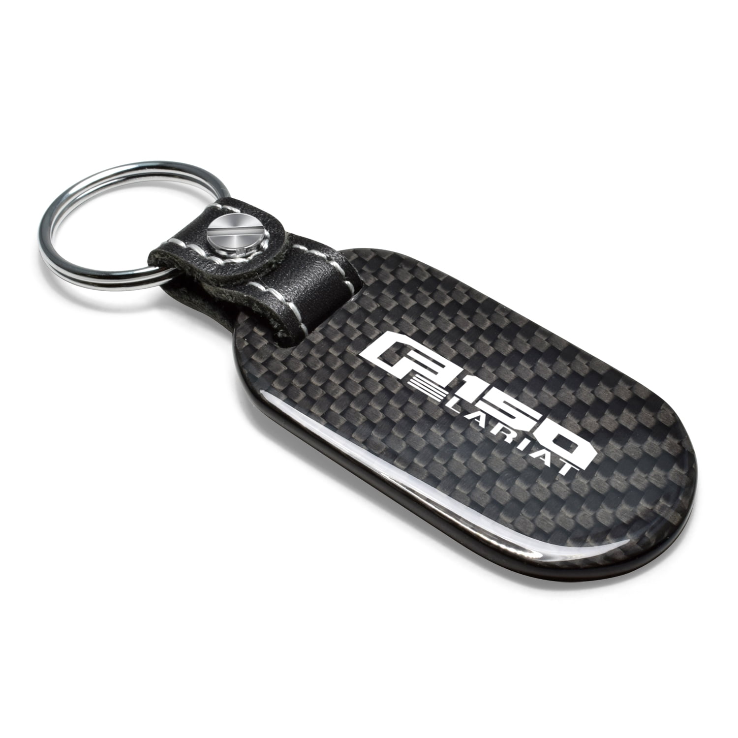 Ford F-150 Lariat 100% Real Black Carbon Fiber Tag Style Key Chain