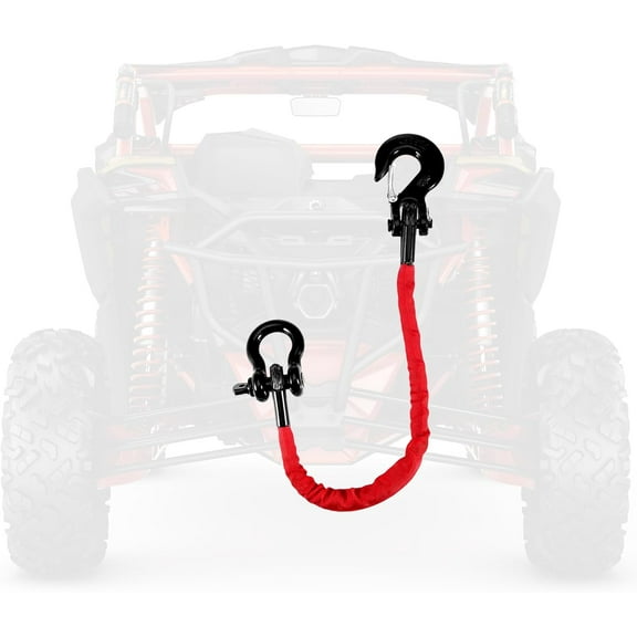 2FT ATV Recovery Strap 18000lb with Winch Hook and D Ring Shackle Synthetic Tow Recovery Rope with Loops Premium Mudding Accessories