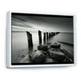 thumbnail image 2 of Designart "Pier Horizon In Monochromatic Black And White V" Port Landscape Floater Framed Wall Art Living Room, 2 of 5