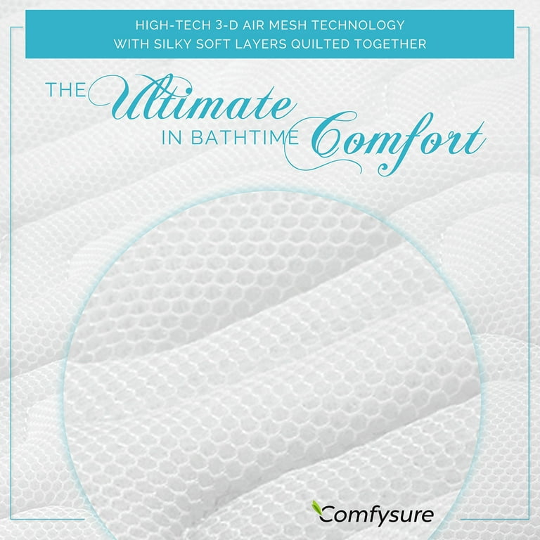 COMFYSURE Bath Cushion for Tub - Extra-Large Full Body Bath Tub Pillow &  Non-Slip Spa Bathtub Mat Mattress Pad with Super Thick Breathable 3D Mesh  Layers - Great Back Support (48x 15)