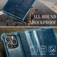 thumbnail image 6 of SaniMore for iPhone 15 Pro (6.1" 2023) Case, PU Leather Auto-magnet Full Protection Flip Kickstand Card & Cash Slots, Retro Shockproof Anti-fall Wallet Business Shell, Blue, 6 of 9