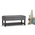 thumbnail image 2 of Simpli Home Cosmopolitan 44 inch Wide Rectangle Storage Ottoman Bench with Open Bottom in Stone Grey Vegan Leather, 2 of 10