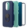 thumbnail image 2 of LG Escape Plus Case, LG Arena 2 Case, LG Journey LTE Case, KAESAR 3-Layer Slim Shockproof Hard Cover With Metal Ring Stand Skin Fashion Cute Cover Armor Case for LG K30 2019 (Navy), 2 of 5