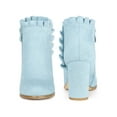 thumbnail image 6 of BLISSFUL STEP Women Ruffle Block High Heels Ankle Boots for Women Sky Blue 9, 6 of 7