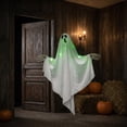thumbnail image 5 of Hvmvliv 1Pc Glowing Green Ghost Yard Halloween Decoration,Cloth Spooky Hanging Ornaments Outdoor Light-Up Prop for Halloween Party Porch Yard Holiday Gift,27.6X24.8in White-B, 5 of 7
