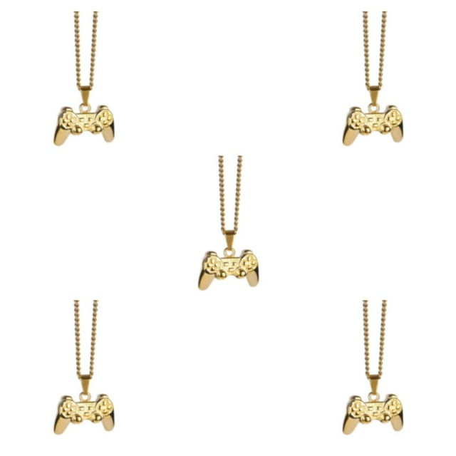 Transemion Gift Idea Stylish Chain Pendant Featuring Game Controller Charm Stylish Gold 5Set