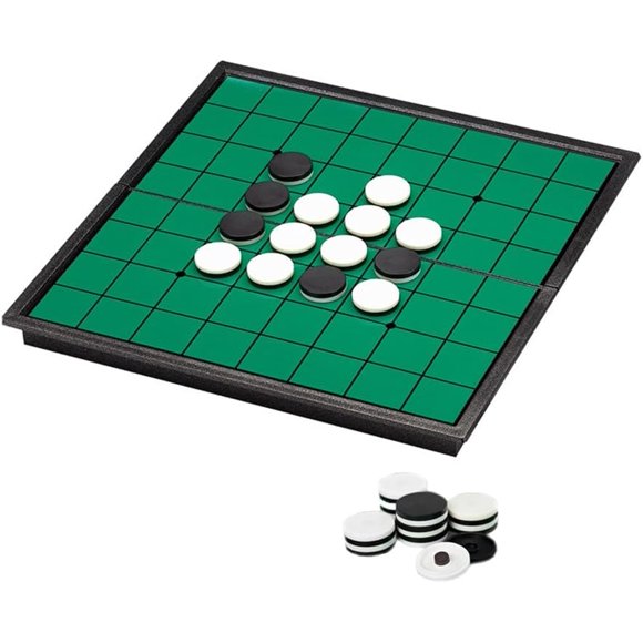 shiyou-Mini Reversi (Othello) Board Game Set -20 Centimeters, Magnetic Travel Folding Strategy Game, Family Fun Game/Gift for Kids (Mini Right Angled)