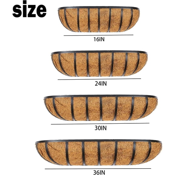 2 Pcs 36“ Railing Planter Window Box Deck Railing Planter Boxes with Coco Liner English Trough Planters Metal Wall-Mounted Planters Basket for Outdoor Balcony Porch Fence Rail